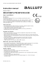 Preview for 8 page of Balluff BBES M18MF2-PSC80F-BV02-EXD User Manual