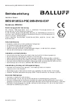 Preview for 4 page of Balluff BES M12EG2-PSC20B-BV02-EXF User Manual