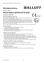 Предварительный просмотр 4 страницы Balluff BES M12MG2-GNX40F-BT02-EXB User Manual