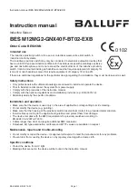 Предварительный просмотр 8 страницы Balluff BES M12MG2-GNX40F-BT02-EXB User Manual