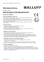 Preview for 4 page of Balluff BES M18EG2-PSC50B-BV02-EXF User Manual