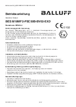 Предварительный просмотр 4 страницы Balluff BES M18MF2-PSC50B-BV02-EXD User Manual