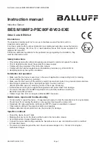 Предварительный просмотр 8 страницы Balluff BES M18MF2-PSC80F-BV02-EXE User Manual