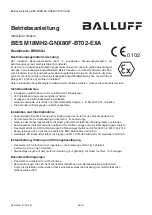 Preview for 4 page of Balluff BES M18MH2-GNX80F-BT02-EXA User Manual