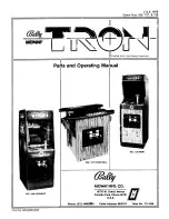 Bally Tron Upright Parts And Operating Manual preview
