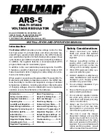 Preview for 1 page of Balmar ARS-5 Installation And Operation Manual