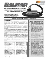 Preview for 1 page of Balmar MAX CHARGE MC-612-DUAL Installation And Operation Manual