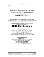 Предварительный просмотр 1 страницы B&B Electronics RS-232/422/485 Serial Card CE 3PXCC4A User Manual