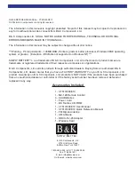 Предварительный просмотр 2 страницы B&K CT610 Quick Reference Manual