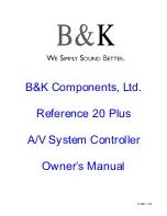 Preview for 1 page of B&K Reference 20 Plus A/V System Controller Owner'S Manual