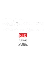 Preview for 2 page of B&K SR10.1 Programming Manual