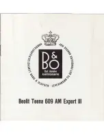 Preview for 1 page of Bang & Olufsen Beolit Teena 609 AM Export Instructions For Use Manual