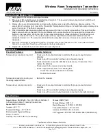 Preview for 2 page of BAPI Wireless Room Temperature Transmitter Installation And Operating Instructions