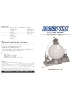 Предварительный просмотр 1 страницы Baquapure HIGH RATE SAND FILTER Owner'S Manual