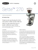 Preview for 1 page of Baratza sette 270 Manual
