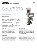 Baratza sette 270 Manual preview