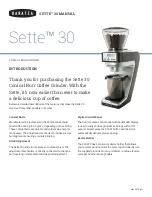 Preview for 1 page of Baratza SETTE 30 User Manual