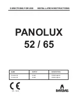 Предварительный просмотр 1 страницы barbas PANOLUX 52 Directions For Use And Instructions For Installation