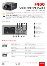 Preview for 1 page of Barco F400-HR Quick Reference Manual