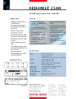 Preview for 2 page of Barco Sedomat 1500 Specifications