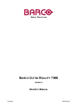 Preview for 1 page of Barco ULTRA REALITY 7000 R9002810 Owner'S Manual