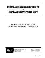 Предварительный просмотр 1 страницы Bard MC4001 Series Installation Instructions & Replacement Parts List