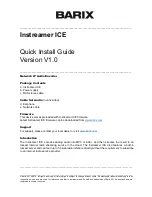 Предварительный просмотр 1 страницы BARIX INSTREAMER ICE Quick Install Manual