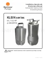 Barmesa Pumps KLEIN Series Installation, Operation & Maintenance Manual предпросмотр