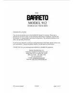 Предварительный просмотр 1 страницы Barreto 912 Owner'S Manual