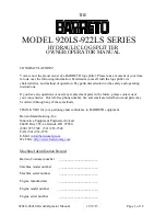 Barreto 920LS series Owner'S Manual preview