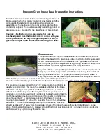 Bartlett Bench & Wire Freedom Greenhouse Base Preparation Instructions preview