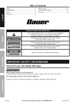 Предварительный просмотр 2 страницы Bauer 19543C-B Owner'S Manual & Safety Instructions