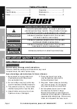 Preview for 2 page of Bauer 20202L-B Owner'S Manual & Safety Instructions