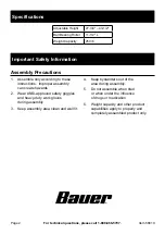 Preview for 2 page of Bauer 20211MH-B Owner'S Manual & Safety Instructions