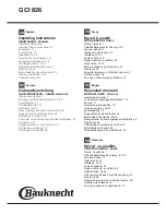 Preview for 1 page of Bauknecht GCI 826 Operating Instructions Manual