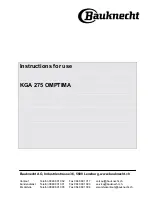 Preview for 1 page of Bauknecht KGA 275 OMPTIMA Instructions For Use Manual