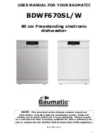 Предварительный просмотр 2 страницы Baumatic BDWF670SL User Manual