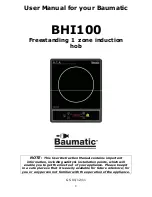 Preview for 2 page of Baumatic BHI100 Instruction Manual