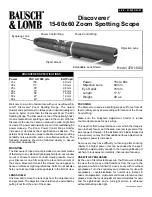 Preview for 1 page of Bausch & Lomb DISCOVERER 78-1600 User Manual