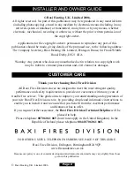 Preview for 2 page of Baxi Chester 0581901 Installer And Owner Manual