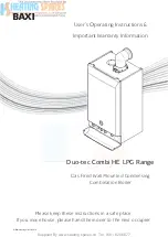 Preview for 1 page of Baxi Duo-tec Combi HE LPG User Operating Instructions Manual