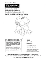 Preview for 1 page of BBQ 16308 Use And Care Manual