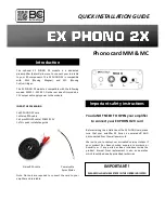 Предварительный просмотр 1 страницы BC Acoustique EX PHONO 2X Quick Installation Manual