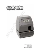 BC Time Recorders Acroprint 175 Installation, Operating And Programming Instructions Manual preview