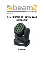 Beamz MHL-1410Wispot14x 10W Quad DMX 2.4Ghz Manual предпросмотр