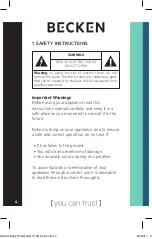 Предварительный просмотр 4 страницы Becken BLS3398 Instruction Manual