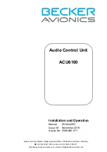 Предварительный просмотр 1 страницы Becker ACU6100 series Installation And Operation Manual