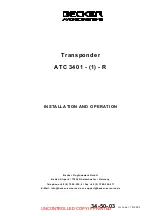 Предварительный просмотр 1 страницы Becker ATC 3401 Installation And Operation Manual