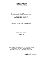 Becker ATC 5401-1R-01 Installation & Operation Manual предпросмотр