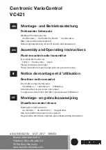 Preview for 1 page of Becker Centronic VarioControl VC421 Assembly And Operating Instructions Manual